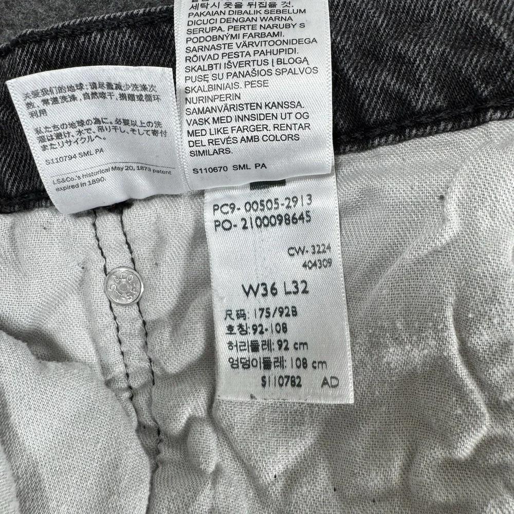 Levi's 505 Men's Jeans 36x32 Gray Black Regular Fit Stretch Denim